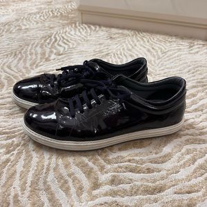 FERRAGAMO Patent Leather NAVY Sneakers